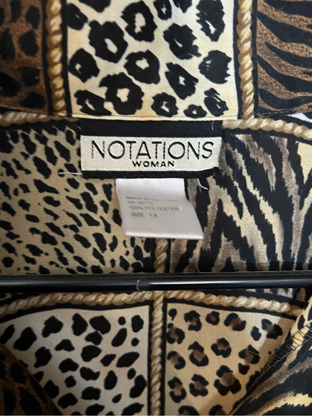 NOTATIONS Animal Print Button-Up Shirt in Brown and Black - Picture 2 of 3